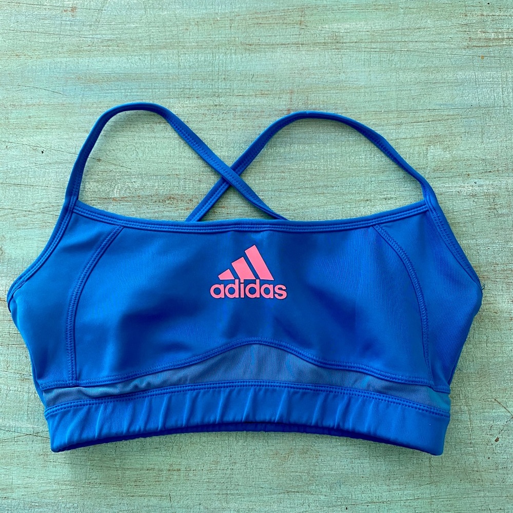 Electric Blue and Pink Adidas Sports Bra (XS)